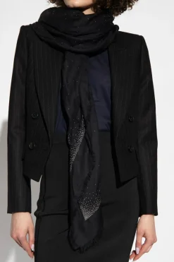 Saint Laurent BLACK Shawl with logo