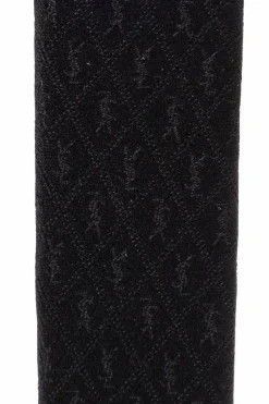 Saint Laurent BLACK Silk tie with monogram