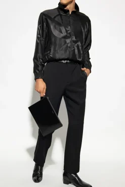 Saint Laurent BLACK Silk jacket with logo
