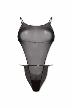Saint Laurent BLACK Silk Bodysuit