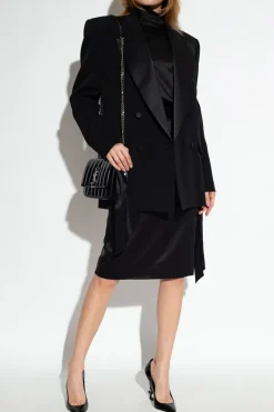 Saint Laurent BLACK Silk top with long sleeves