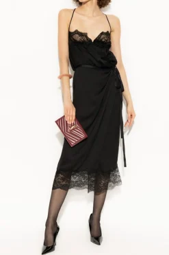 Saint Laurent BLACK Silk slip dress