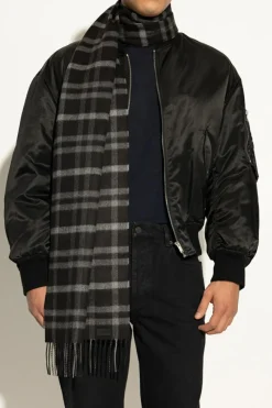 Saint Laurent BLACK Silk-cashmere check scarf