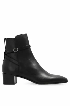 Saint Laurent BLACK āTerryā leather ankle boots