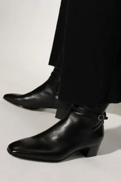Saint Laurent BLACK ‘Terry’ leather ankle boots