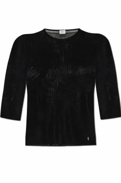 Saint Laurent BLACK Top with logo-shaped appliqué