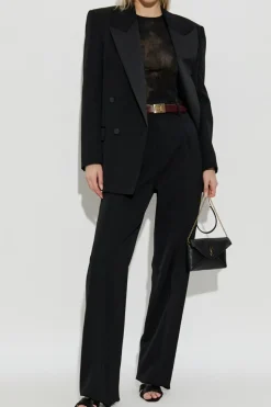 Saint Laurent BLACK Top with logo-shaped appliqué