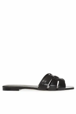 Saint Laurent BLACK ‘Tribute’ leather slides