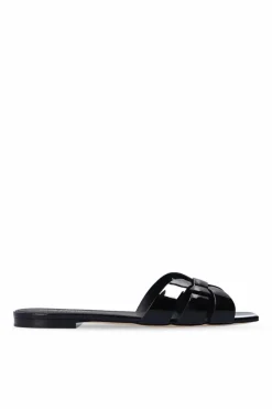 Saint Laurent BLACK ‘Tribute’ leather slides