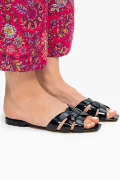 Saint Laurent BLACK ‘Tribute’ leather slides