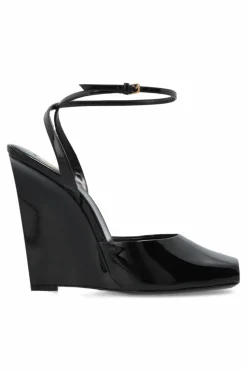 Saint Laurent BLACK Wedge sandals La Scandale