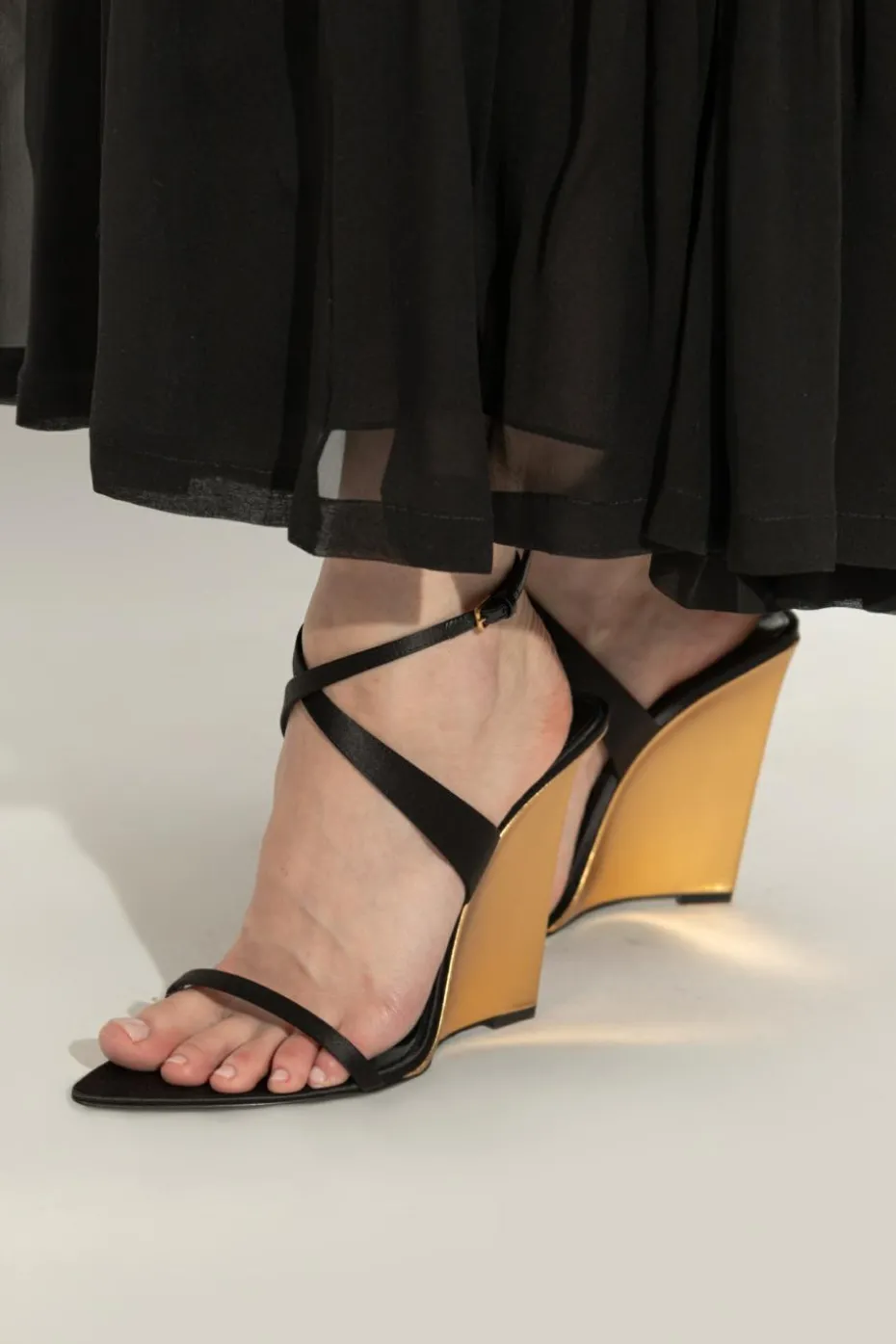 Saint Laurent BLACK Wedge sandals Salome