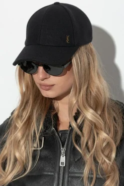 Saint Laurent BLACK Wool cap with visor