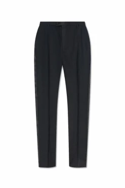 Saint Laurent BLACK Wool pleat-front trousers
