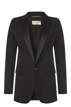 Saint Laurent BLACK Wool blazer with peak lapels
