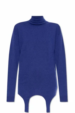 Saint Laurent BLUE Sweater with garter straps