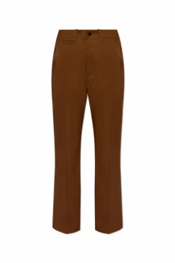Saint Laurent BROWN Cotton trousers with crease