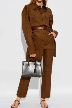 Saint Laurent BROWN Cotton trousers with crease