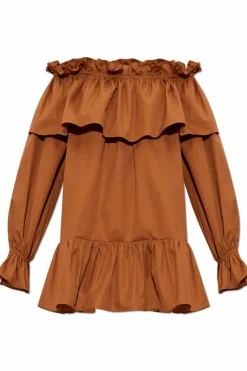Saint Laurent BROWN Dress with ruffles