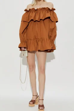Saint Laurent BROWN Dress with ruffles