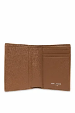 Saint Laurent BROWN Leather Folding Wallet
