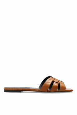 Saint Laurent BROWN Leather Slippers