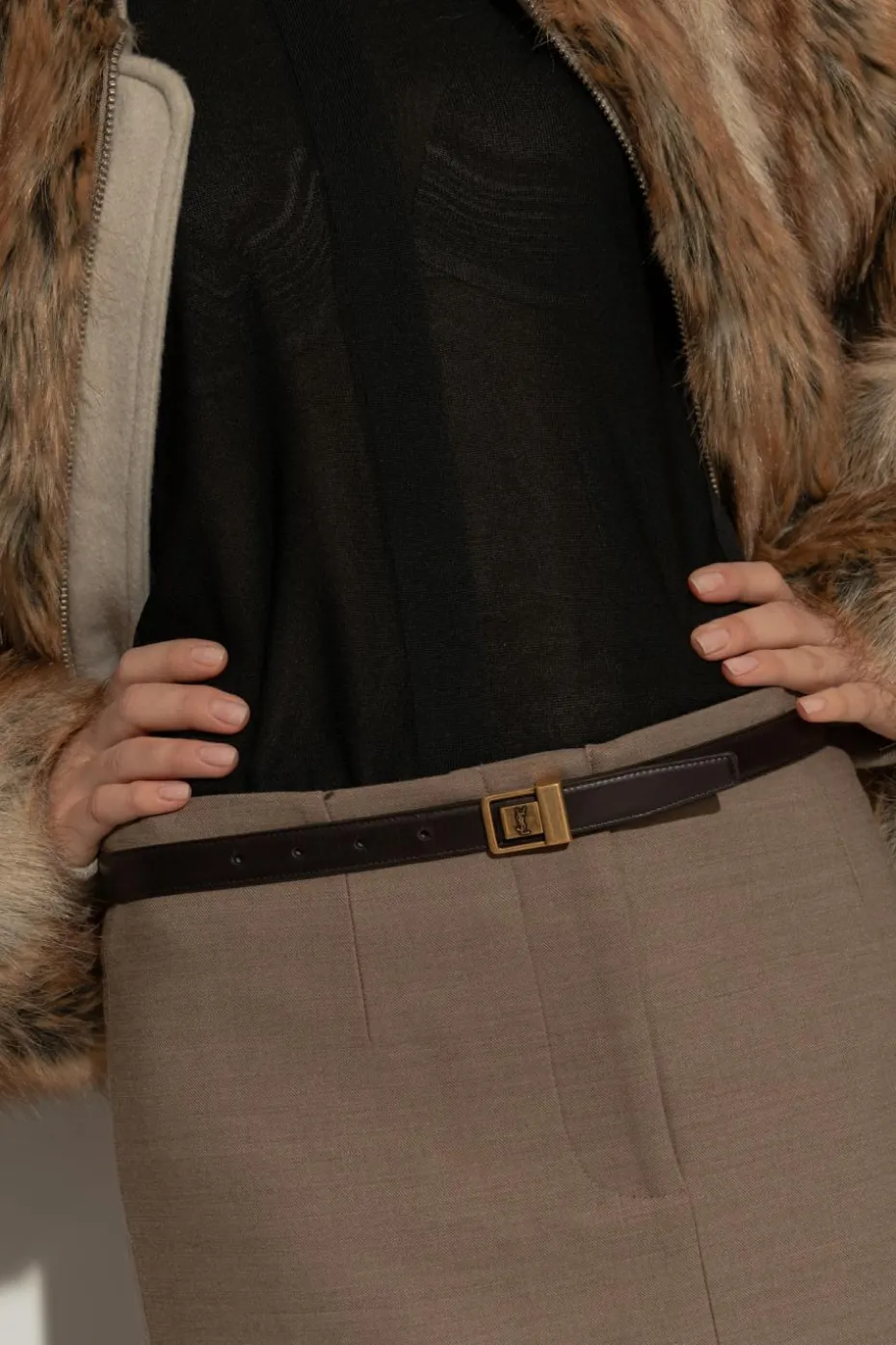 Saint Laurent BROWN Leather belt