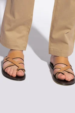 Saint Laurent BROWN Leather sandals ‘Culver’