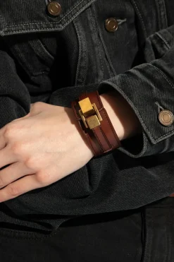 Saint Laurent BROWN Leather bracelet
