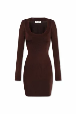 Saint Laurent BROWN Long sleeve dress