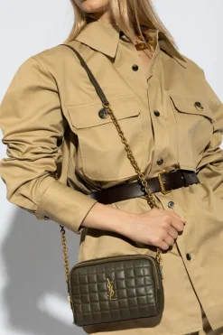 Saint Laurent BROWN ‘Mini Cassandre’ Shoulder Bag