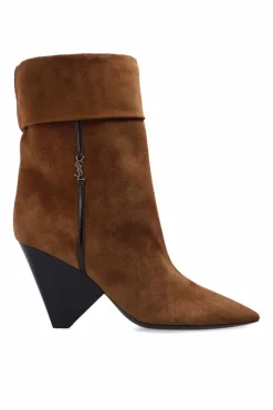 Saint Laurent BROWN ‘Niki’ heeled ankle boots