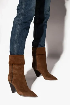 Saint Laurent BROWN ‘Niki’ heeled ankle boots