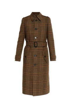 Saint Laurent BROWN Plaid pattern coat