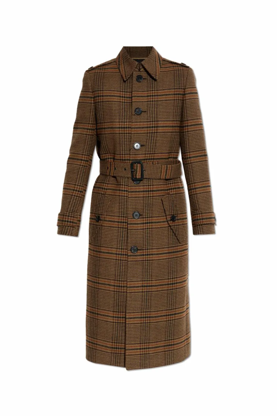 Saint Laurent BROWN Plaid pattern coat