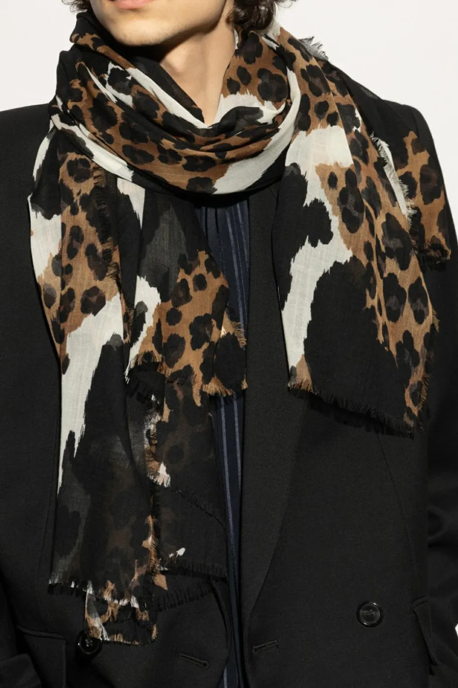 Saint Laurent BROWN Scarf with animal motif
