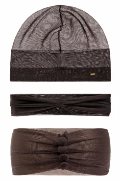 Saint Laurent BROWN Set: hat, headband and choker