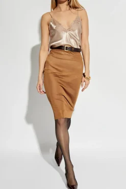 Saint Laurent BROWN Skirt with elastic waistband