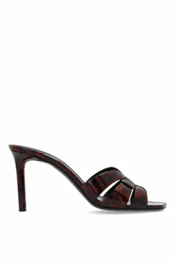 Saint Laurent BROWN Slides with leopard print
