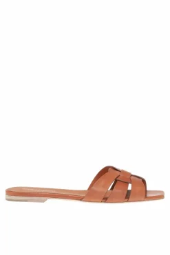 Saint Laurent BROWN ‘Tribute’ leather slides