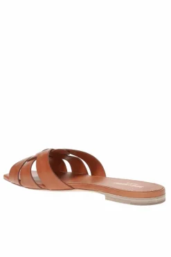 Saint Laurent BROWN ‘Tribute’ leather slides