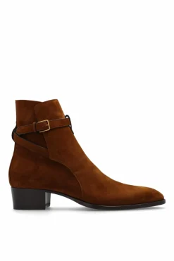 Saint Laurent BROWN ‘Wyatt’ heeled ankle boots