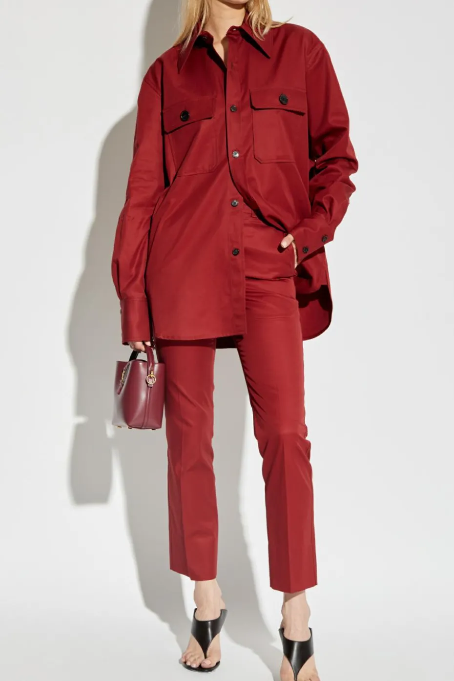Saint Laurent BURGUNDY Creased trousers