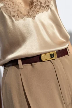 Saint Laurent BURGUNDY Leather belt