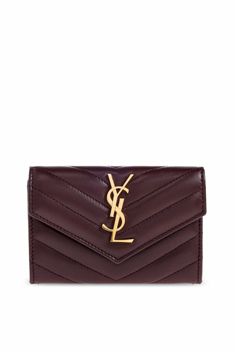 Saint Laurent BURGUNDY Leather wallet with logo