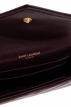 Saint Laurent BURGUNDY Leather wallet with logo