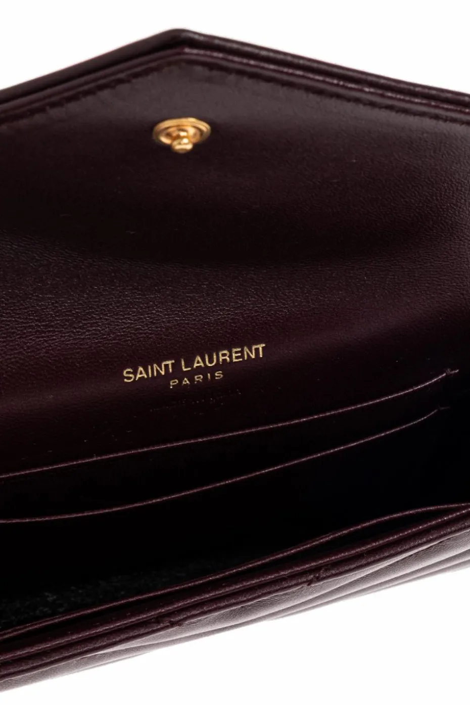 Saint Laurent BURGUNDY Leather wallet with logo