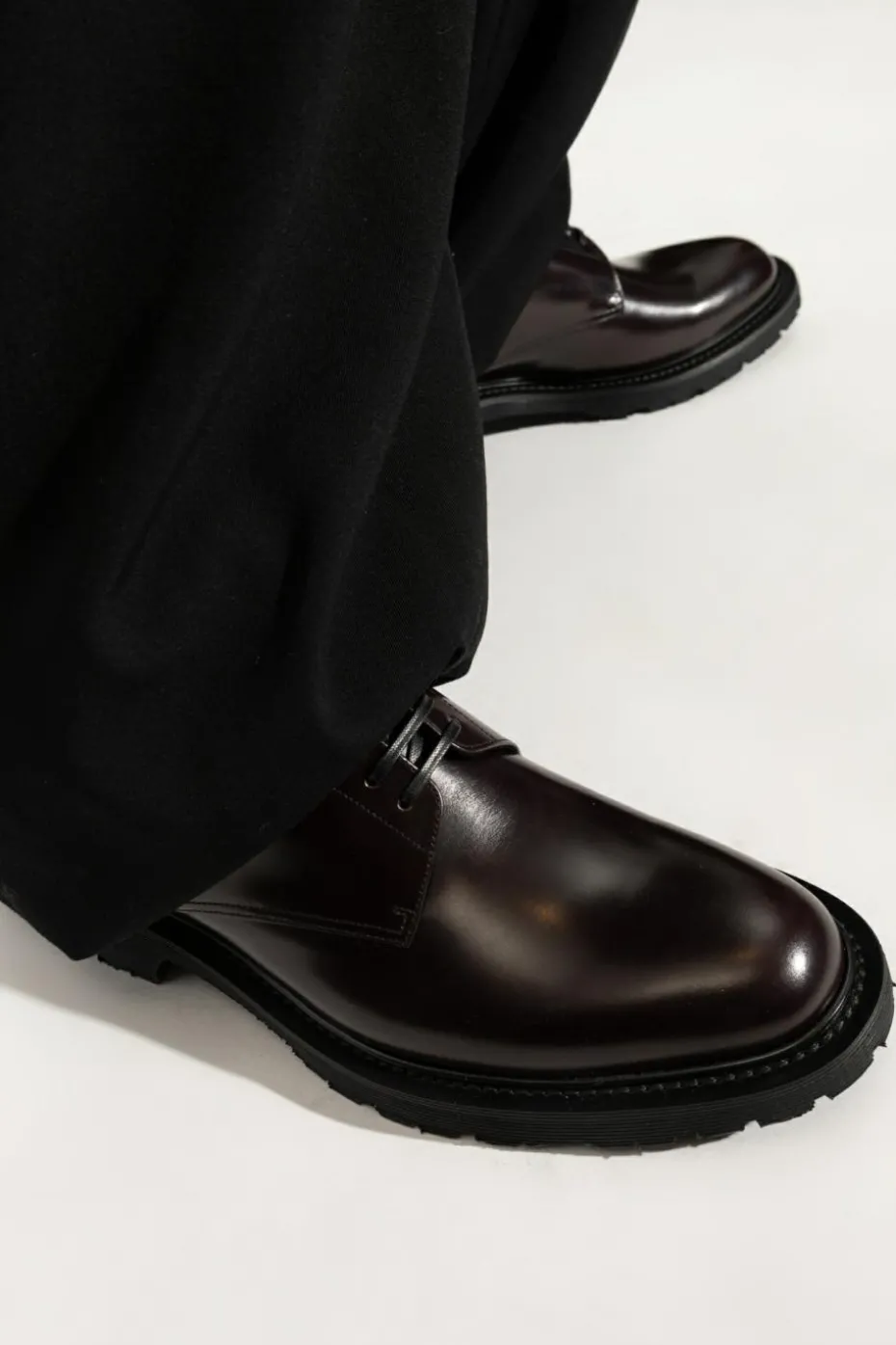 Saint Laurent BURGUNDY Leather 'Army' derby shoes