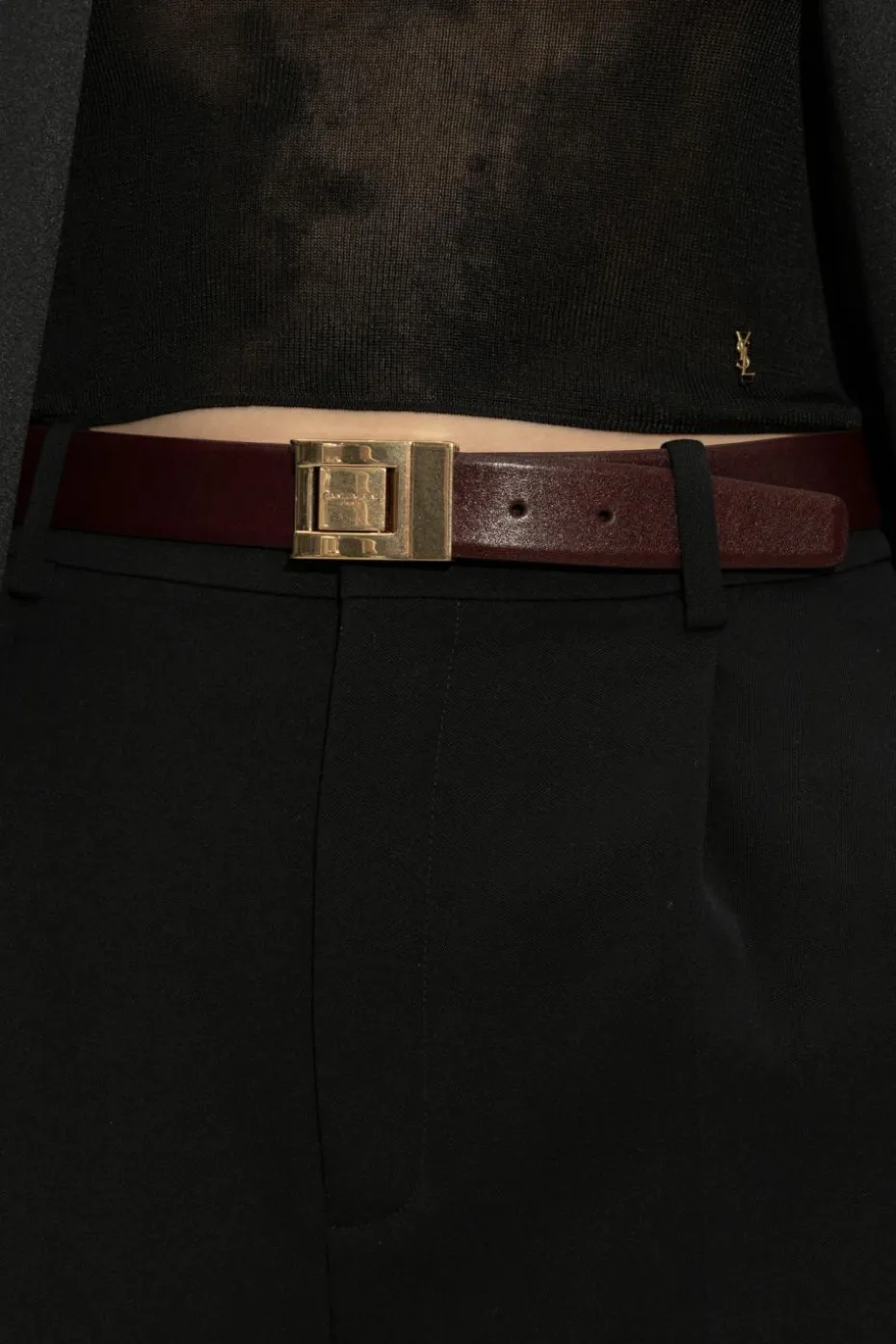 Saint Laurent BURGUNDY Leather belt