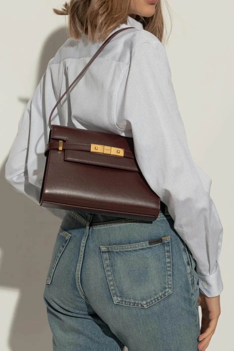 Saint Laurent BURGUNDY Shoulder bag ‘Manhattan Small’